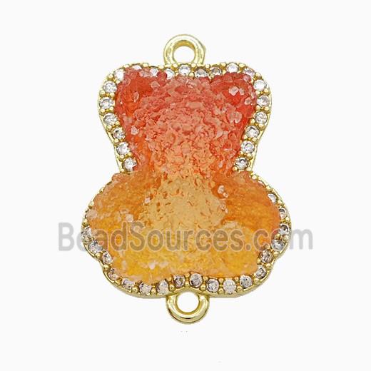 Resin Bear Copper Connector Pave Zirconia Gold Plated