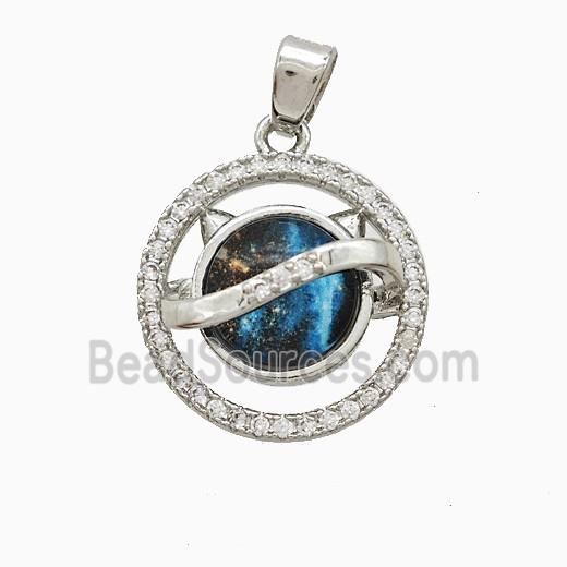 Copper Sun Pendant Pave Zirconia Resin Platinum Plated