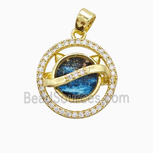 Copper Sun Pendant Pave Zirconia Resin Gold Plated