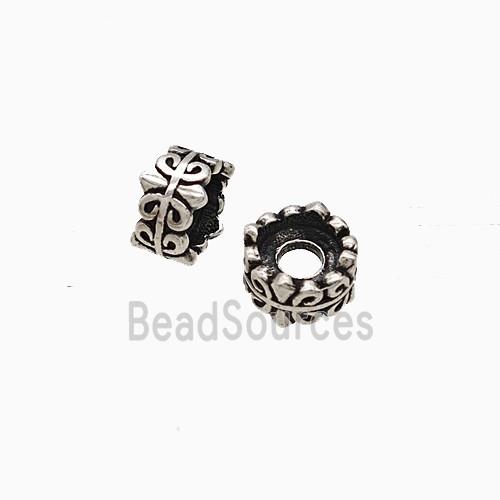 Copper Rondelle Beads Antique Silver