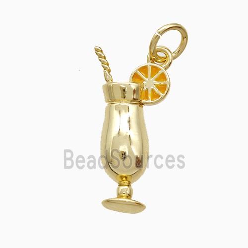 Martini Drink Glass Cup Copper Pendant Lemon Enamel Gold Plated