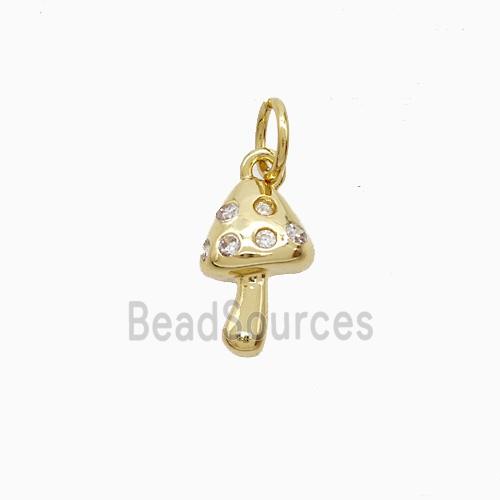 Copper Mushroom Pendant Pave Zirconia Gold Plated