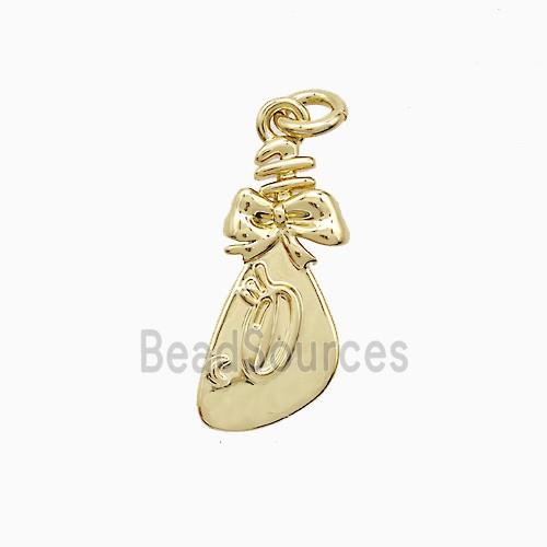 Fortune Bag Charms Copper Pendant Bowknot Gold Plated