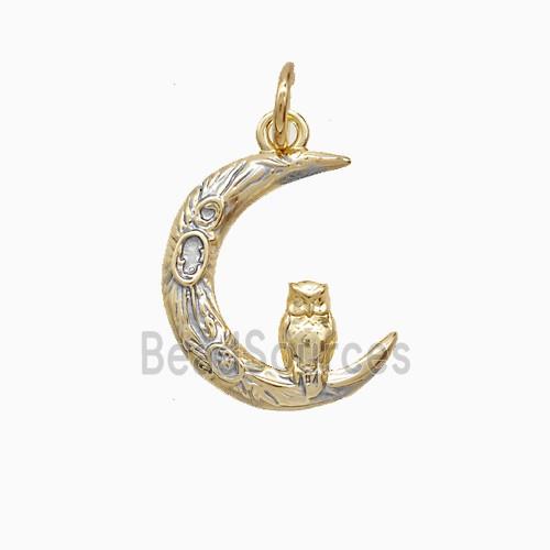 Copper Moon Owl Pendant Gold Plated
