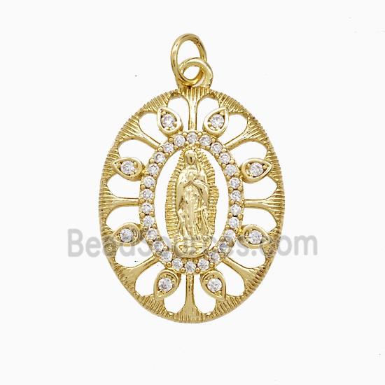Copper Jesus Pendant Pave Zirconia Gold Plated