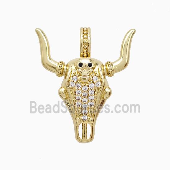 Copper Bullhead Pendant Pave Zirconia Gold Plated
