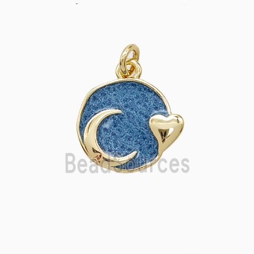 Copper Moon Heart Pendant Painted Gold Plated