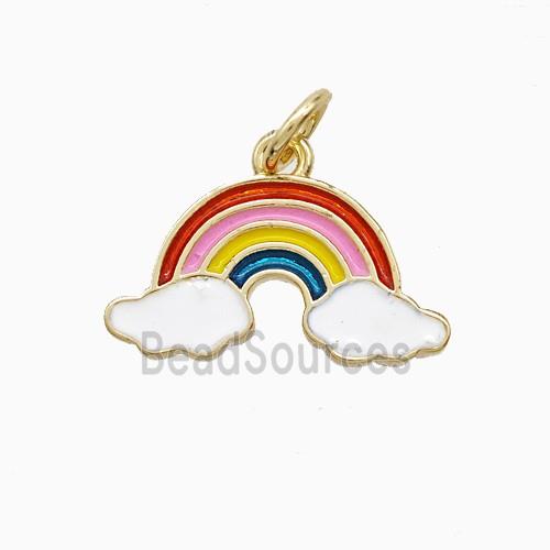Copper Rainbow Pendant Multicolor Enamel Gold Plated