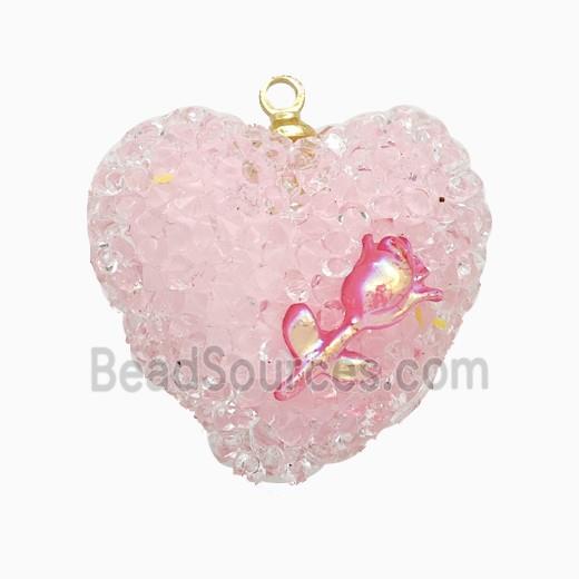 Pink Resin Heart Pendant
