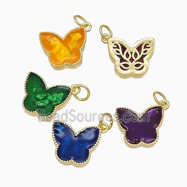 Copper Butterfly Pendant Painted Gold Plated Mixed