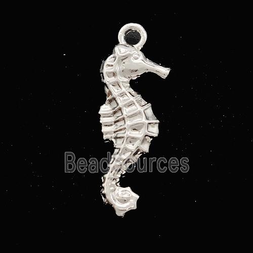 Copper Seahorse Pendant Shiny Silver