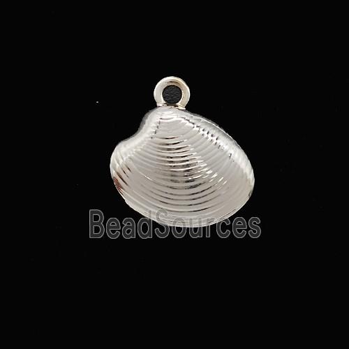 Copper Scallop Shell Pendant Shiny Silver