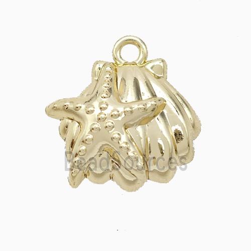 Copper Starfish Scallop Shell Pendant Gold Plated