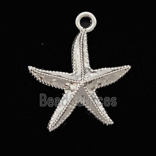 Copper Starfish Pendant Shiny Silver