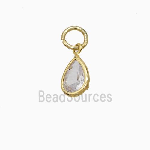 Cubic Zirconia Teardrop Pendant Copper Gold Plated