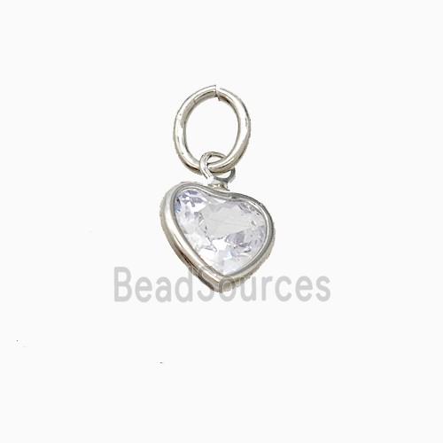 Cubic Zirconia Heart Pendant Copper Platinum Plated