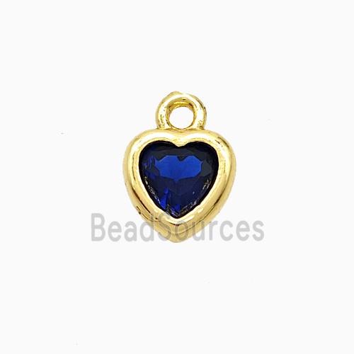Blue Cubic Zirconia Heart Pendant Copper Gold Plated