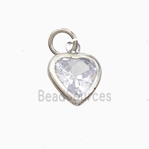 Cubic Zirconia Heart Pendant Copper Platinum Plated