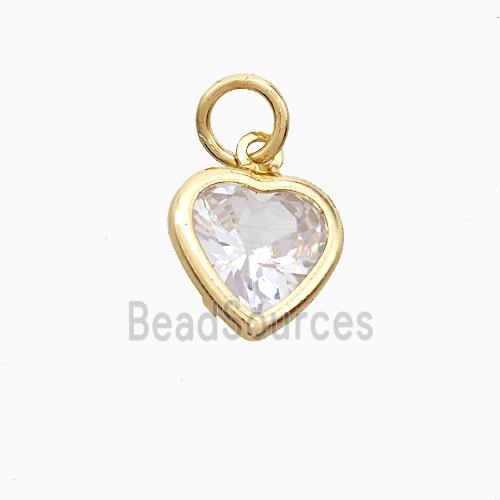 Cubic Zirconia Heart Pendant Copper Gold Plated