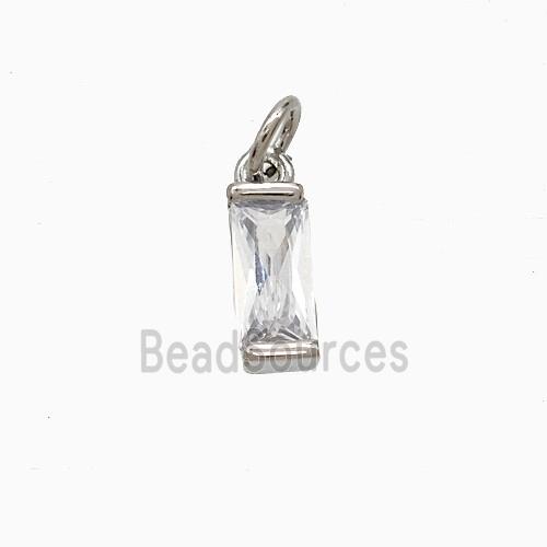 Cubic Zirconia Stick Pendant Copper Platinum Plated