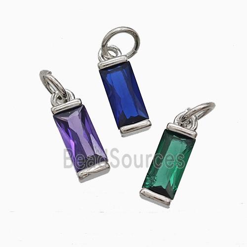 Cubic Zirconia Stick Pendant Copper Platinum Plated Mixed