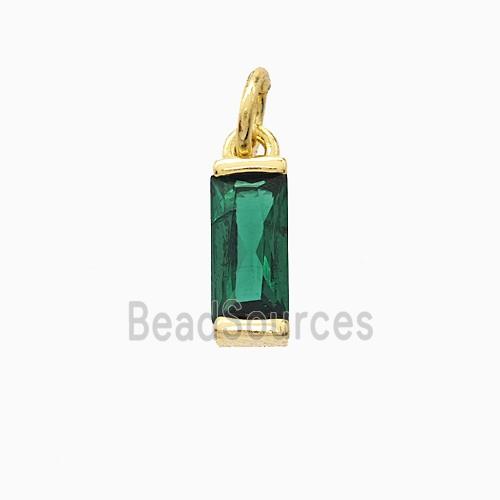 Green Cubic Zirconia Stick Pendant Copper Gold Plated