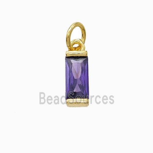 Purple Cubic Zirconia Stick Pendant Copper Gold Plated