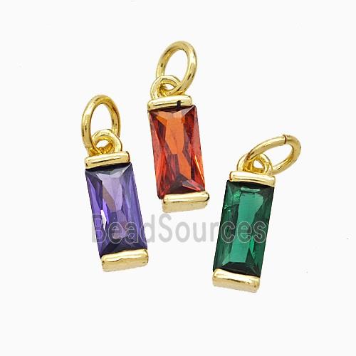Cubic Zirconia Stick Pendant Copper Gold Plated Mixed