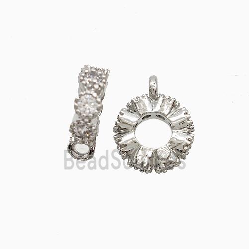 Copper Bail Pave Zirconia Platinum Plated