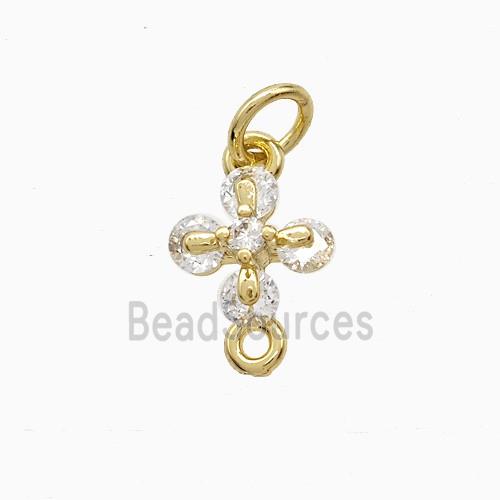 Copper Cross Pendant Pave Zirconia Gold Plated