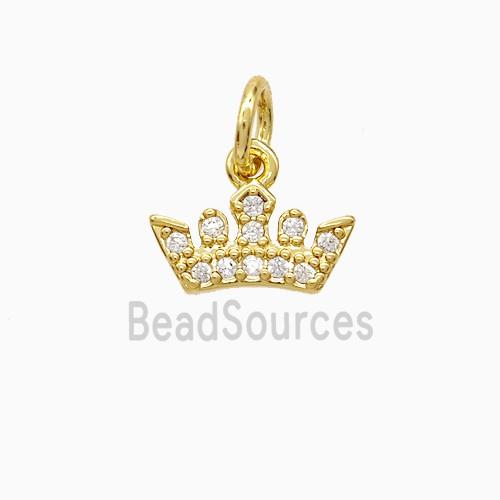 Copper Crown Pendant Pave Zirconia Gold Plated
