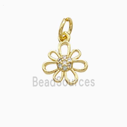 Copper Flower Pendant Pave Zirconia Gold Plated