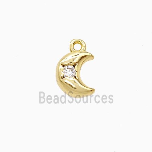 Copper Moon Pendant Pave Zirconia Gold Plated