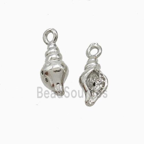 Copper Conch Shell Pendant Pave Zirconia Platinum Plated