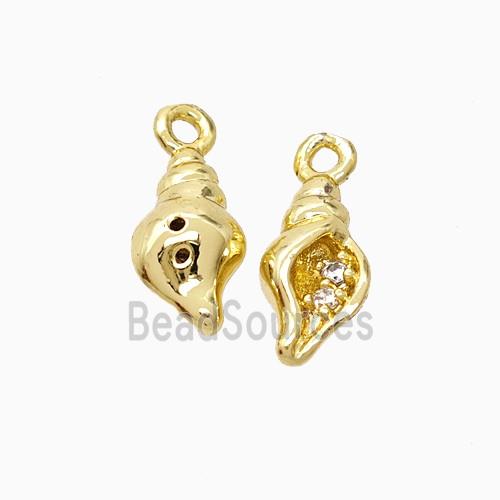 Copper Conch Shell Pendant Pave Zirconia Gold Plated