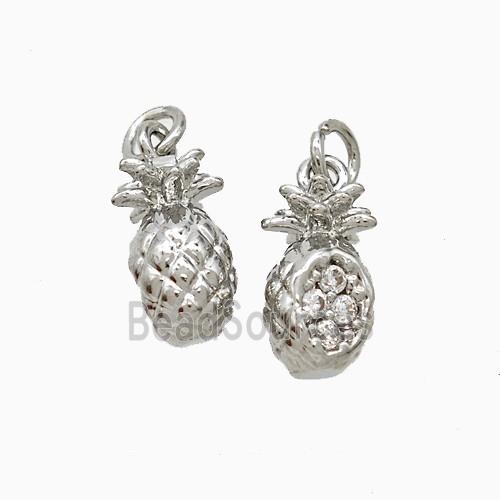 Copper Pineapple Pendant Pave Zirconia Platinum Plated