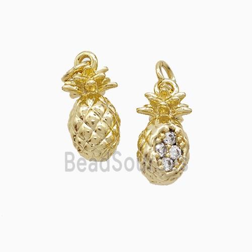 Copper Pineapple Pendant Pave Zirconia Gold Plated