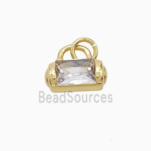 Copper Lock Pendant Pave Zirconia Gold Plated