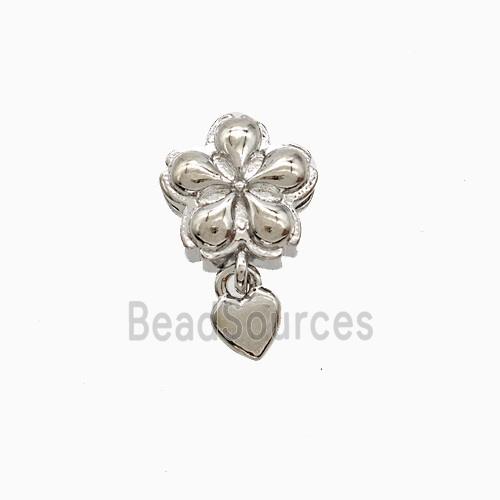 Copper Flower Pendant Heart Platinum Plated