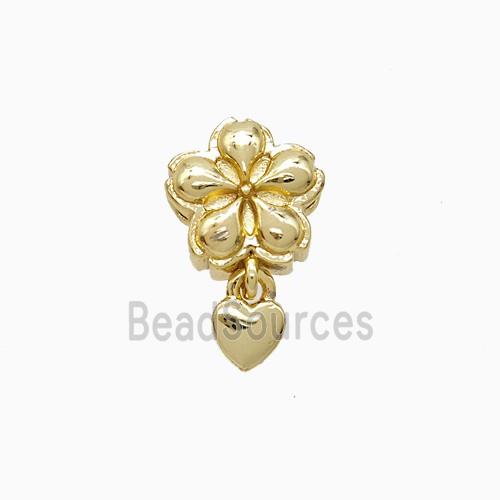 Copper Flower Pendant Heart Gold Plated