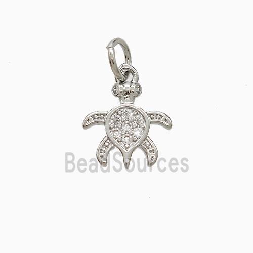 Copper Tortoise Pendant Pave Zirconia Platinum Plated