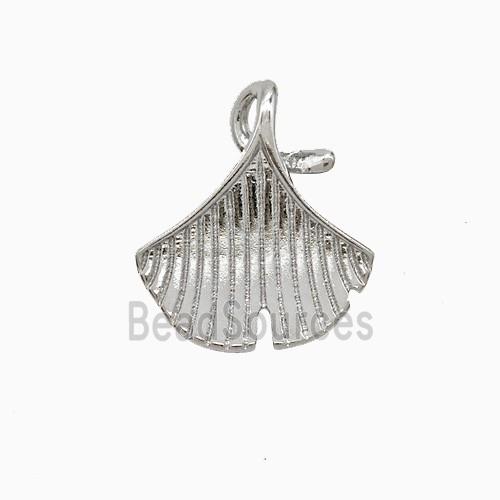 Copper Gingkgo Leaf Pendant Platinum Plated