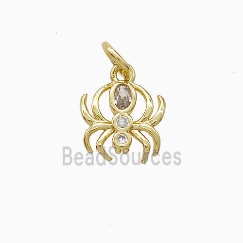 Copper Spider Pendant Pave Zirconia Gold Plated