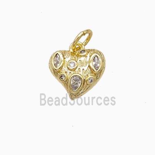 Copper Heart Pendant Pave Zirconia Gold Plated