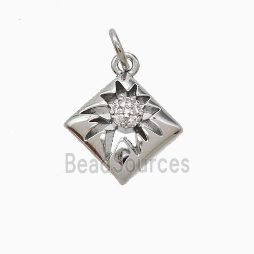Copper Star Pendant Pave Zirconia Platinum Plated