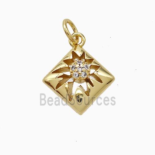 Copper Star Pendant Pave Zirconia Gold Plated