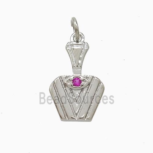 Copper Perfume Bottle Pendant Pave Zirconia Platinum Plated