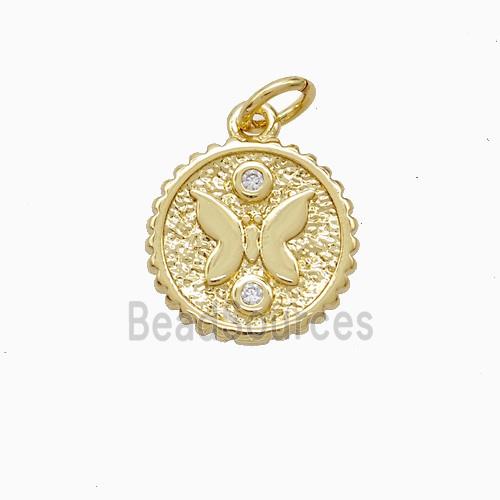 Copper Butterfly Pendant Pave Zirconia Gold Plated