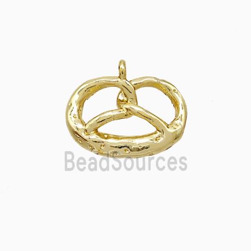 Pretzel Charms Copper Pendant Hammered Gold Plated