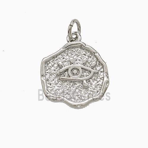Copper Eye Pendant Hammered Platinum Plated